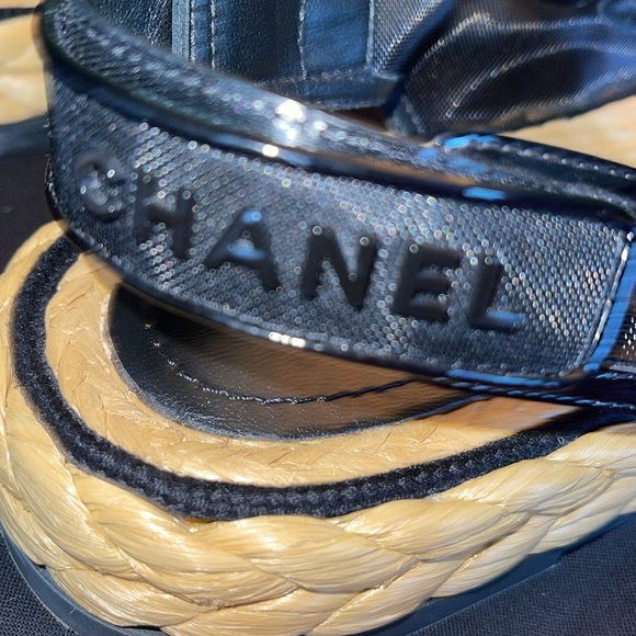 CHANEL 2022 Espadrilles Women’s Dad Sandals Size 40 NEW Braided Raffia CC Logos - Picture 10 of 12